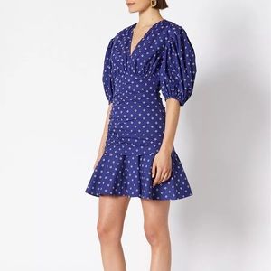 Scanlon Theodore Blue Bandana Print Cotton Dress
